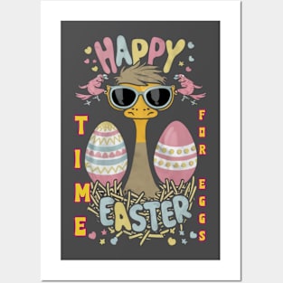 Easter Oasis: Happy Eggs in Yellow, Black, and Pink Posters and Art